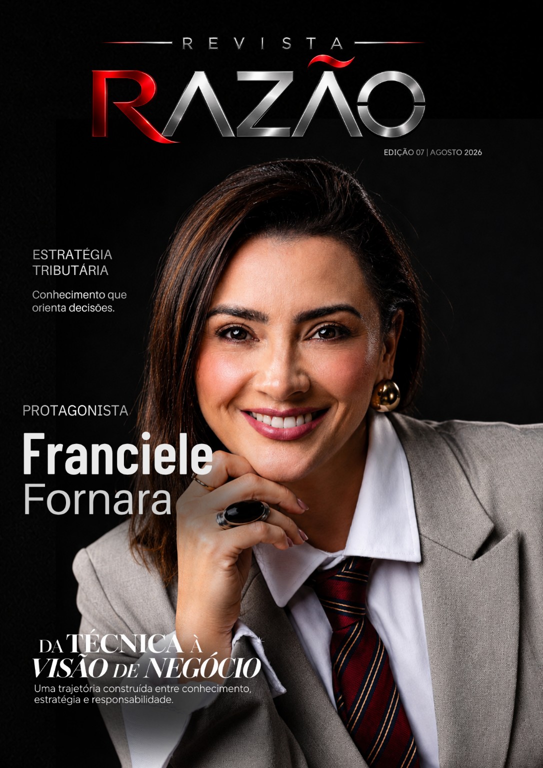 Capa da Revista Razão Contábil com Franciele Fornara