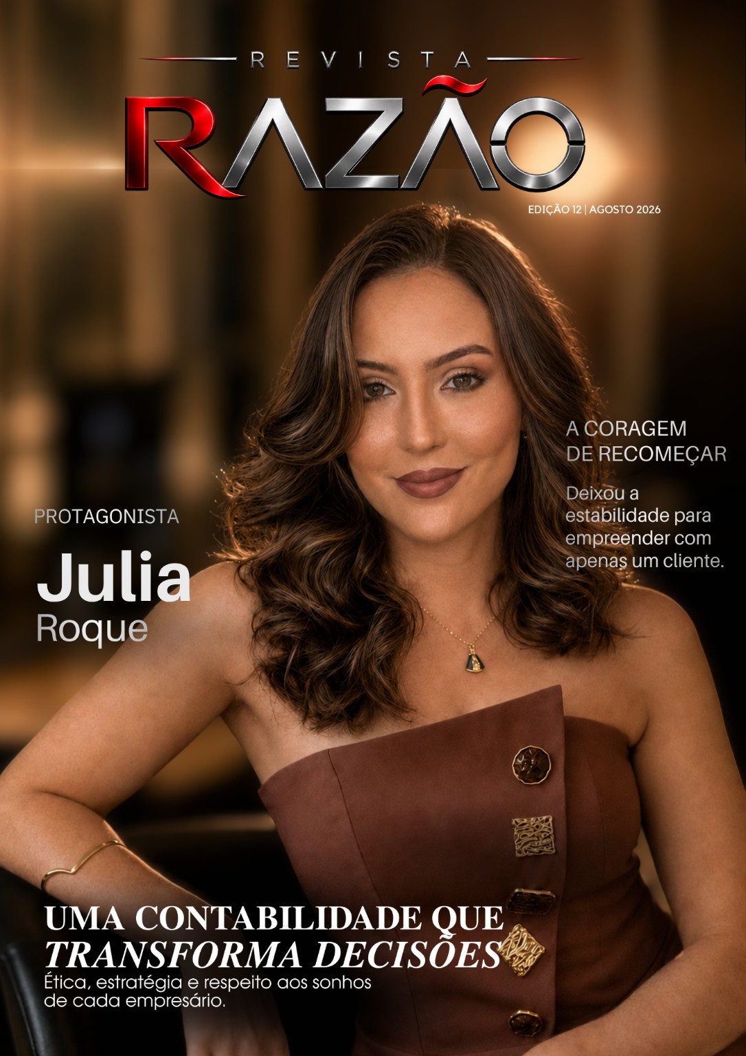 Capa da Revista Razão Contábil com Julia Roque